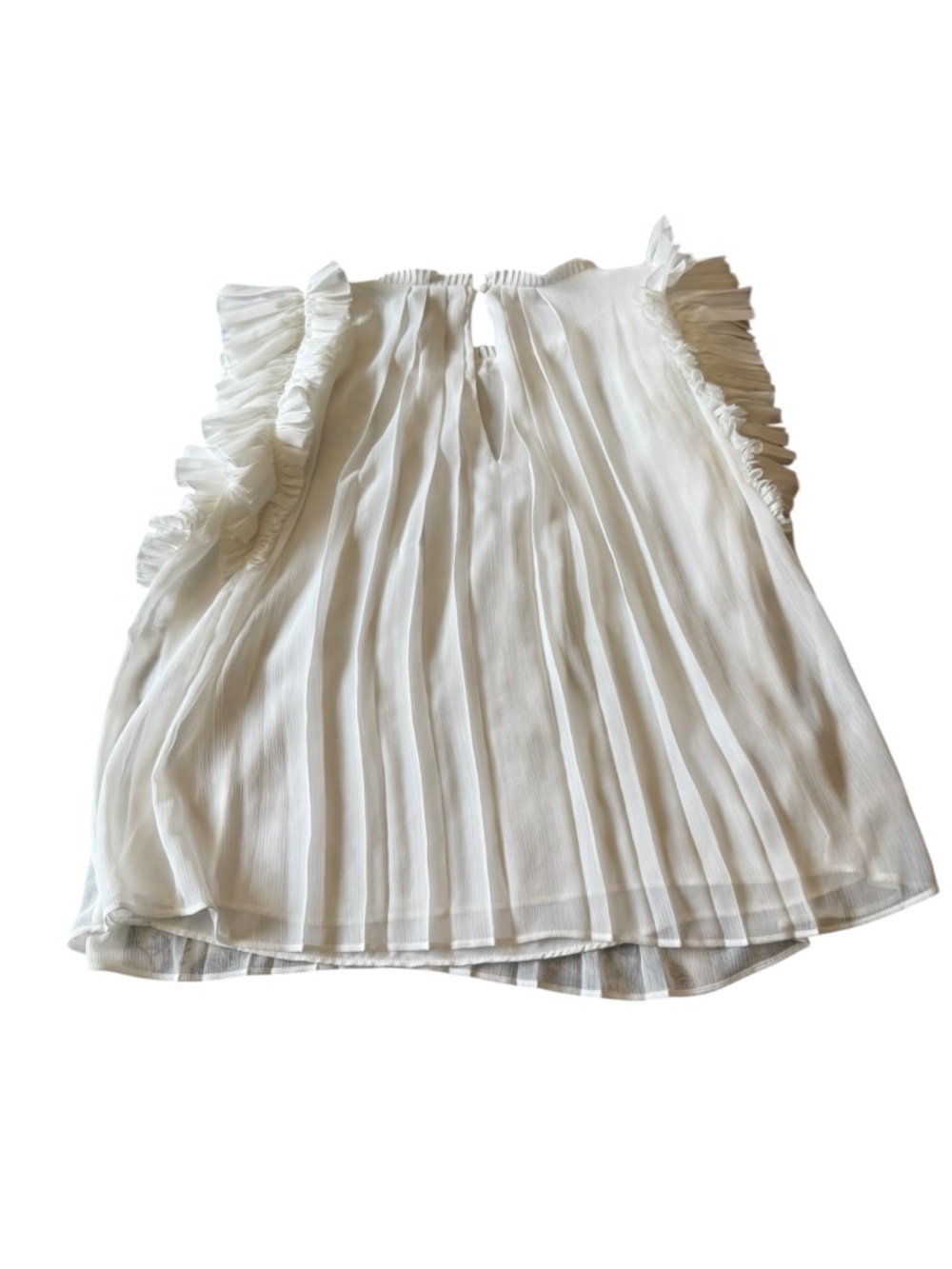 White House Black Market White Ruffled Pleated Sleeveless Top - Picture 11 of 11